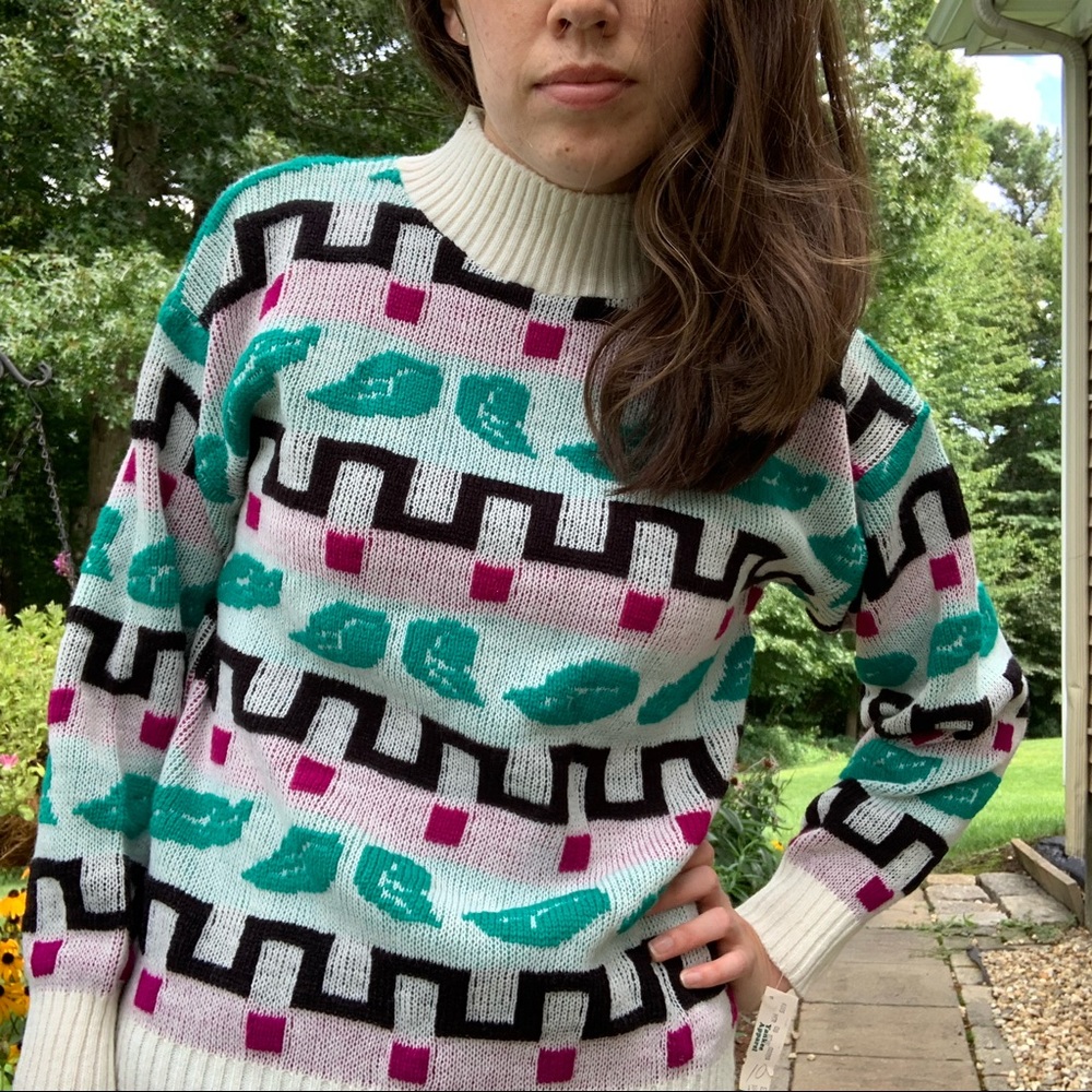 NWT Vintage 1980s Deadstock Teaser Plant Sweater - Picture 3 of 10